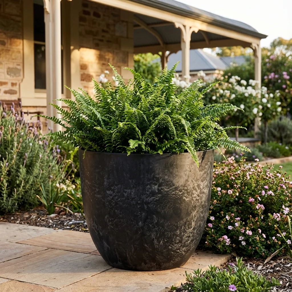 Black Stone Art Egg Pot XLarge - 550mm x 450mm