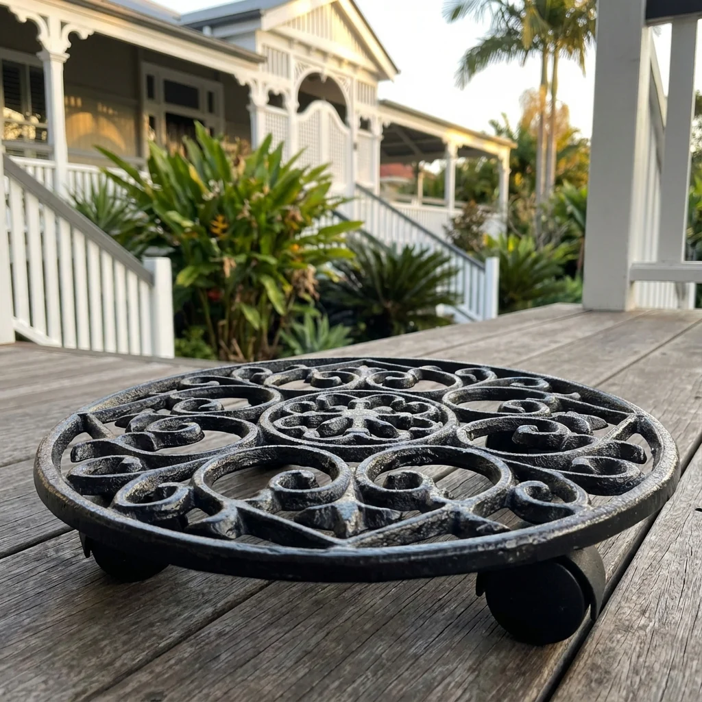 Heavy Duty Round Cast Iron Pot Plant Trolley