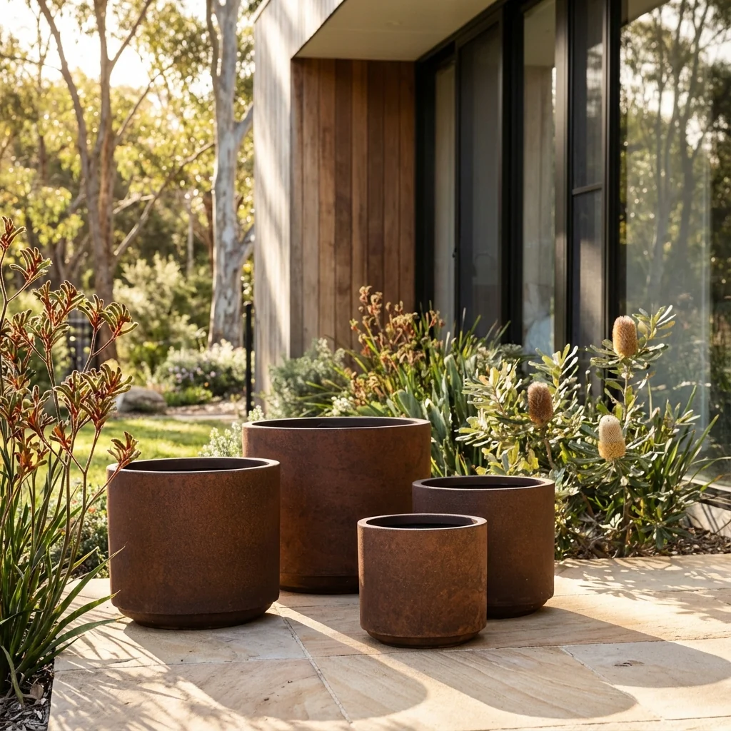 Rust Harper Drum Planter - Various sizes available - Image 2
