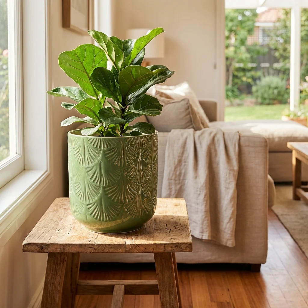 Sage Green Palm Indoor Plant Pot - Various sizes available - Image 2