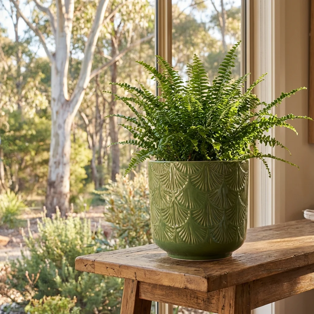 Sage Green Palm Indoor Plant Pot - Various sizes available - Image 3