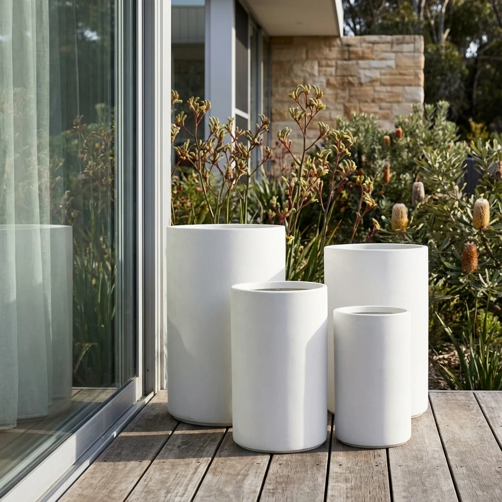 White Harper Cylinder Pot - Various sizes available - Image 2